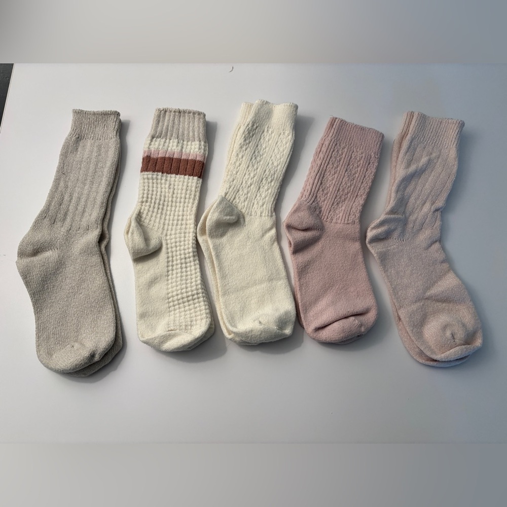 Cozy Boot Socks Bundle - 5 Pairs Neutral Tones NWT